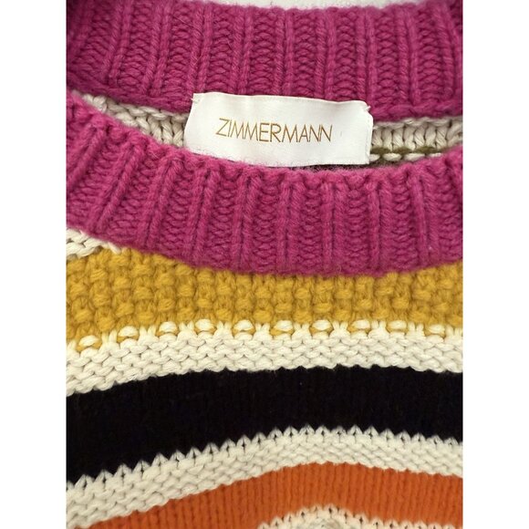 Zimmerman Multicolored Striped Sweater Women’s Merino Wool Blend - Picture 7 of 10